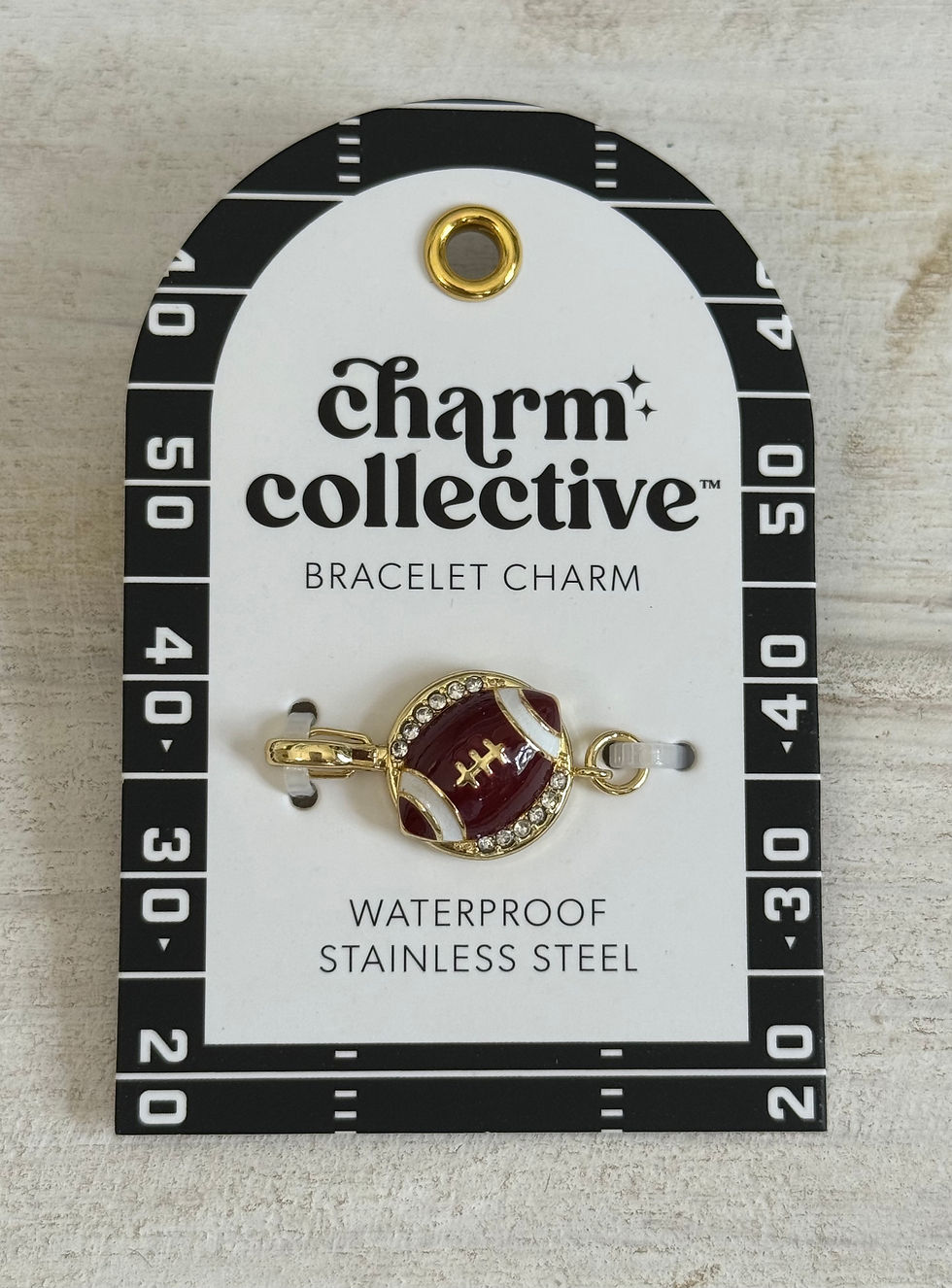 waterproof stainless steel bracelet charm of a Football, use with the charm collective collection to build a bracelet
