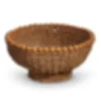 13" D x 6" H seagrass and rattan woven bowl with wood bead rim