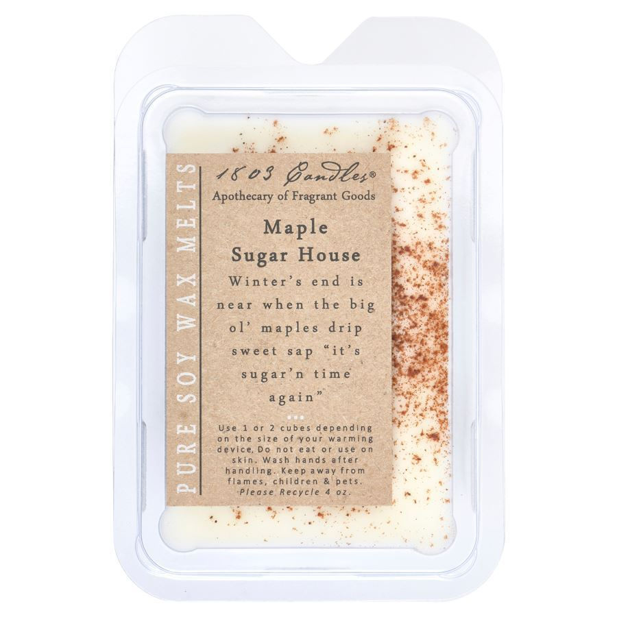 soy wax melt bar of 6 squares, scent of fluffy hotcakes drizzled with vanilla-tinged pure maple syrup