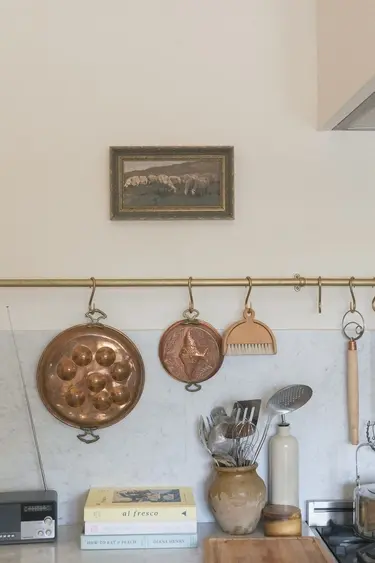 12" x 7" framed art, print of sheep grazing on canvas, ornate frame, sawtooth hanger