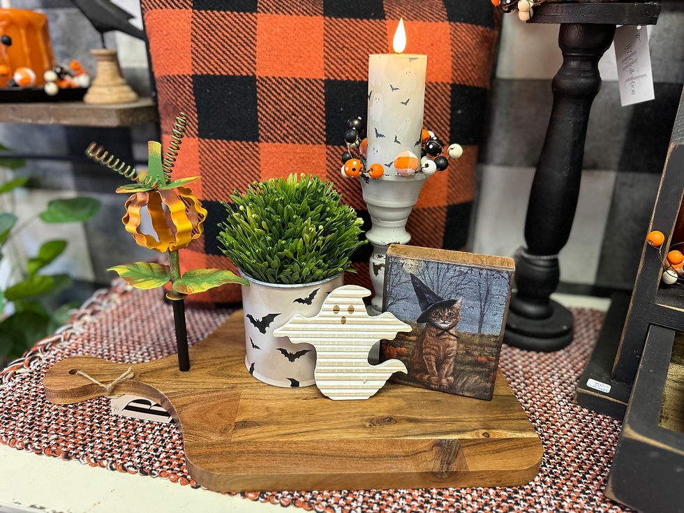 Round Top Collection 10" x 17" x 4"  all wood charcuterie board with black metal pole to use with finials from Round Top