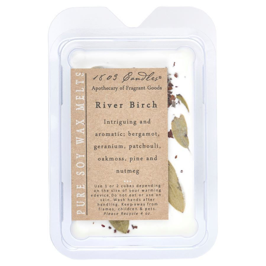 soy wax melt block of 6 squares, hints of bergamot, geranium, patchouli, vanilla bean, and deep woods