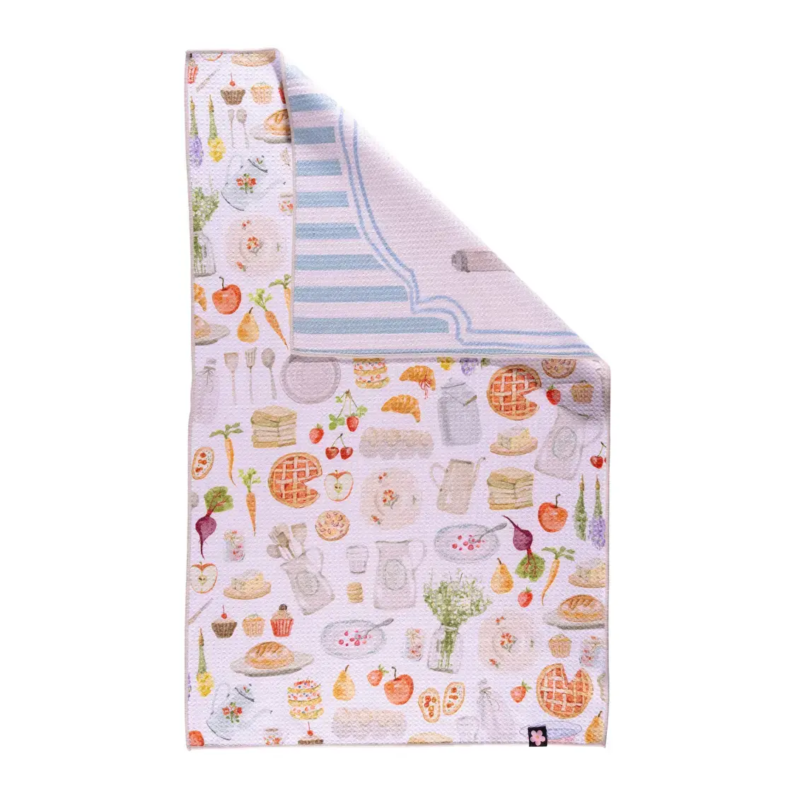 18"X30" towel, 100% microfiber  Double sided print  Waffle Weave knit construction makes this towel absorb 7 times its weight