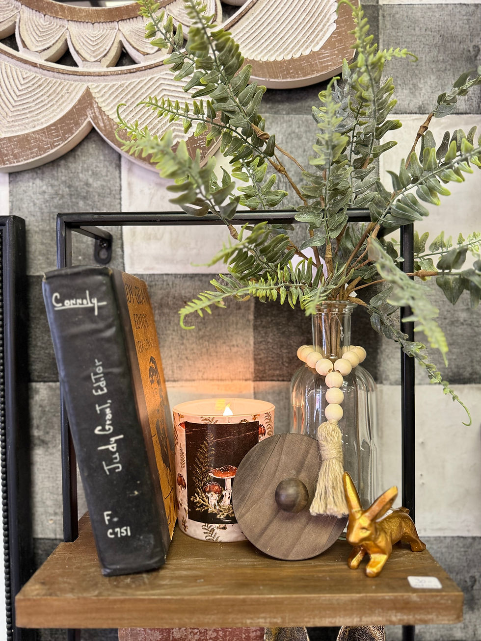 Thumbnail: 3.5” x 5” glass jar with a mushroom printed design, wood lid