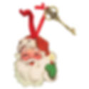 4.25"x3.5" wood Santa face with metal key & a quote on the back about using this magic key to let Santa in