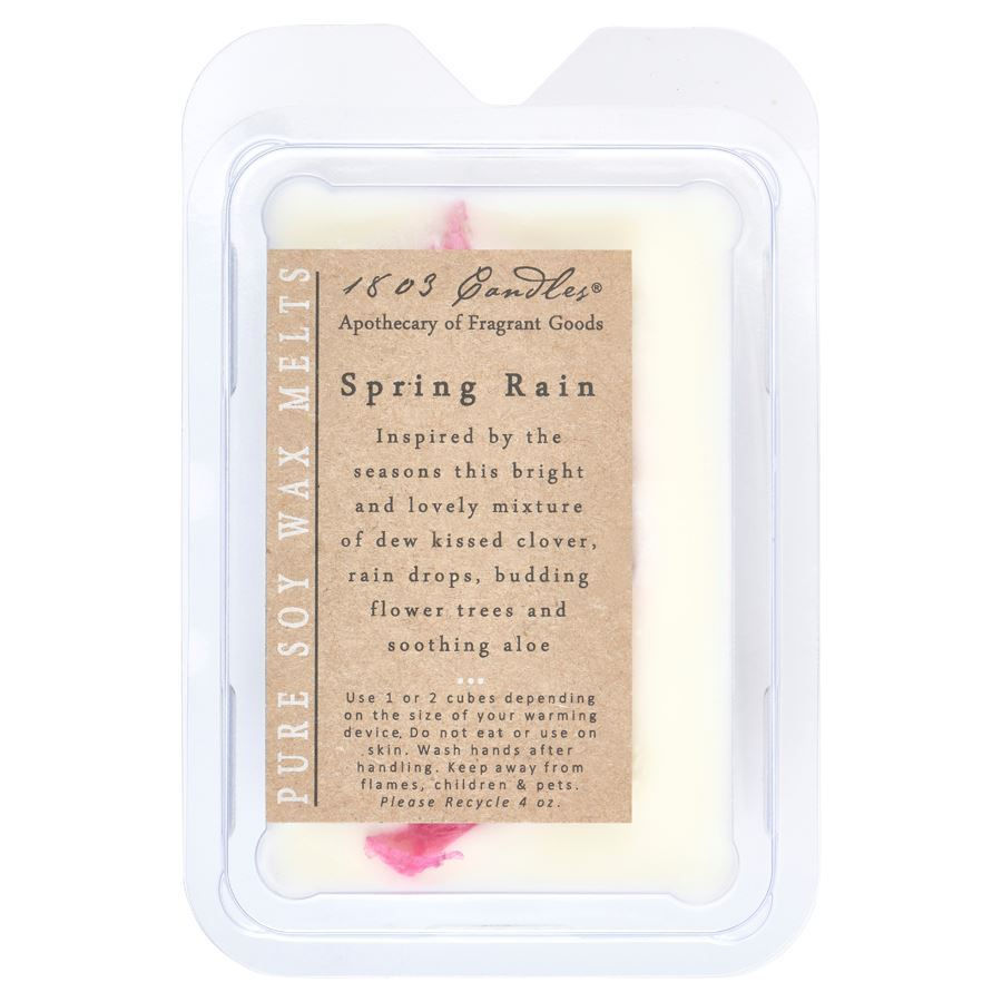 6 squares of non toxic all soy wax melts, scent of rain, clover & aloe