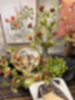 20" tall bush of burnt orange & golden yellow clusters with green foliage, great for fall