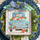 Thumbnail: 6" x 1" x 7" Round Top Collection print of a blue truck full of pumpkins, corrugate metal frame, ring on top for hanging