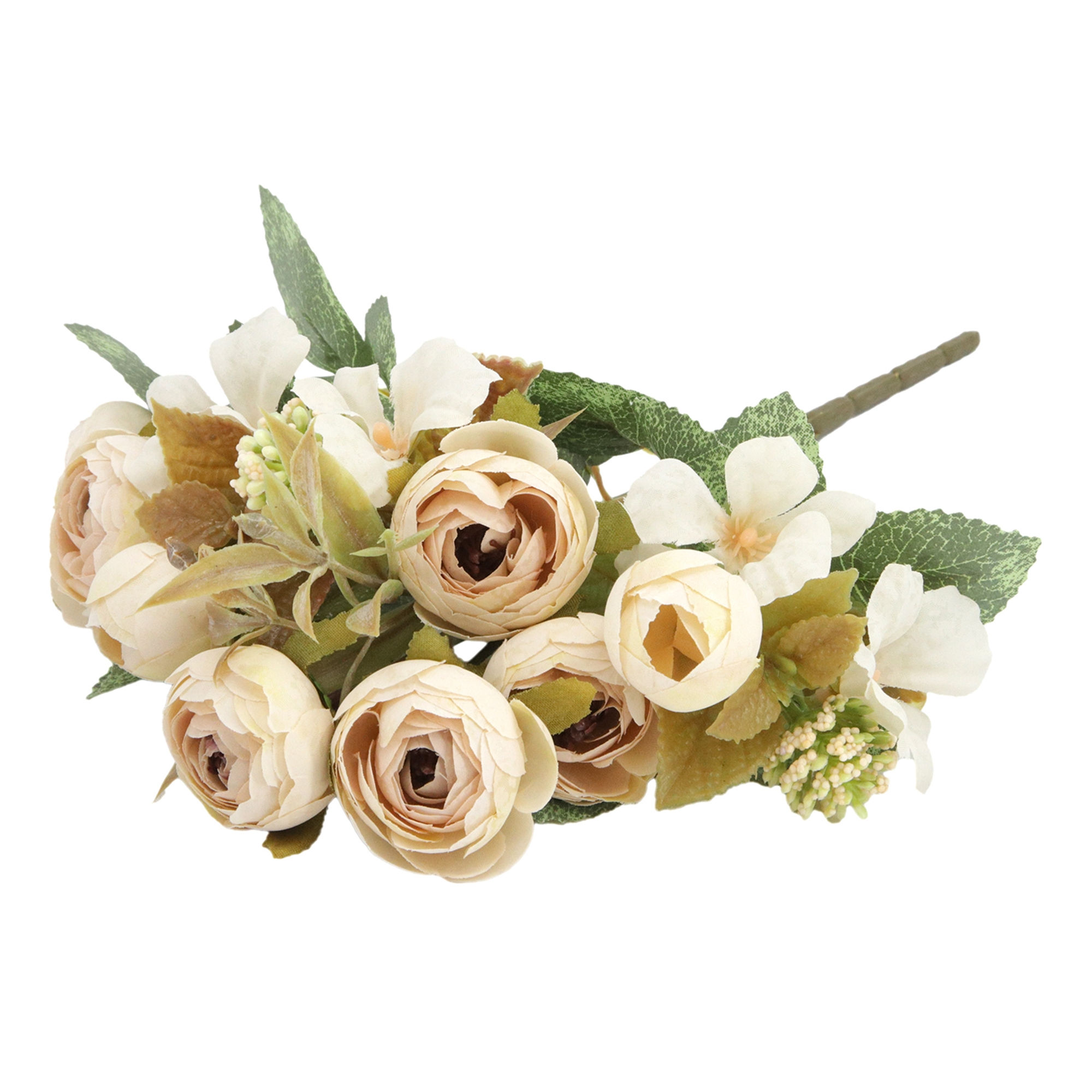 12" bundle of fabric button roses in a dusty blush hue