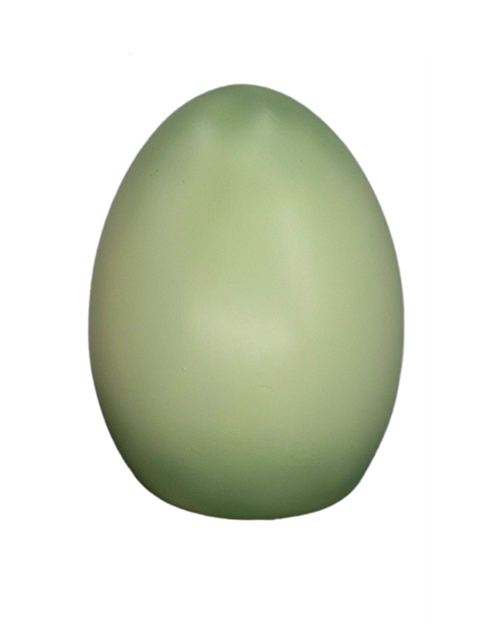 4" pottery egg, soft green, flat bottom for secure sitting