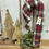 Thumbnail: 19.5" H x 9" W x 2.5" D candy cane shaped pillow in red plaid flannel, tag that says JOY