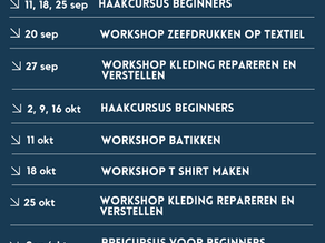 In sep/okt weer allerlei leuke workshops en cursussen