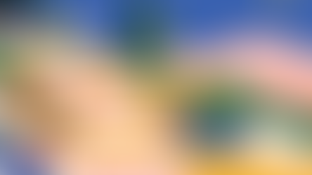 Colorful stairs ascend through vibrant plants under a blue sky and full moon, creating a serene and dreamy landscape.