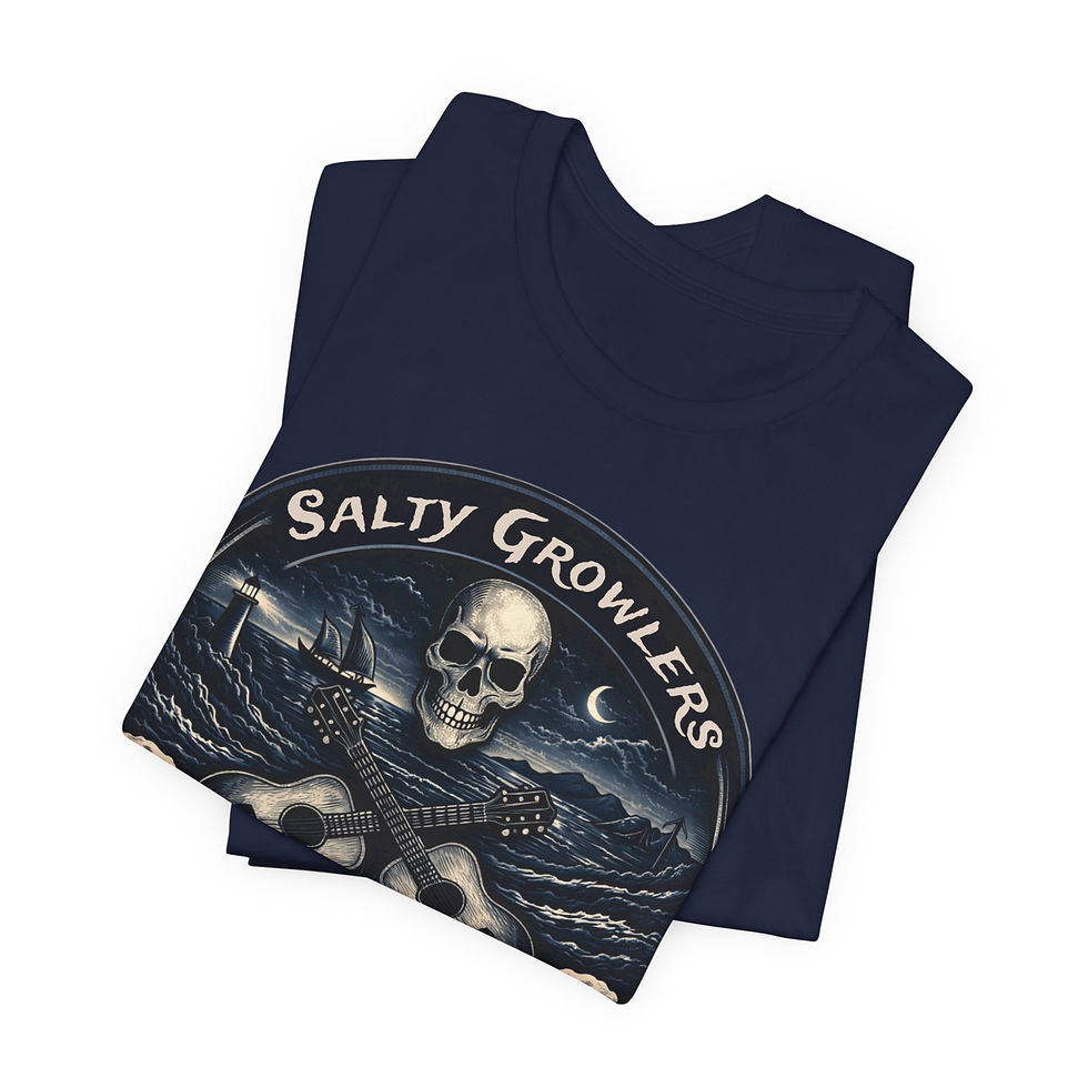 Thumbnail: Salty Growlers Skull & Guitars T-Shirt — Rock Nautical Band Tee