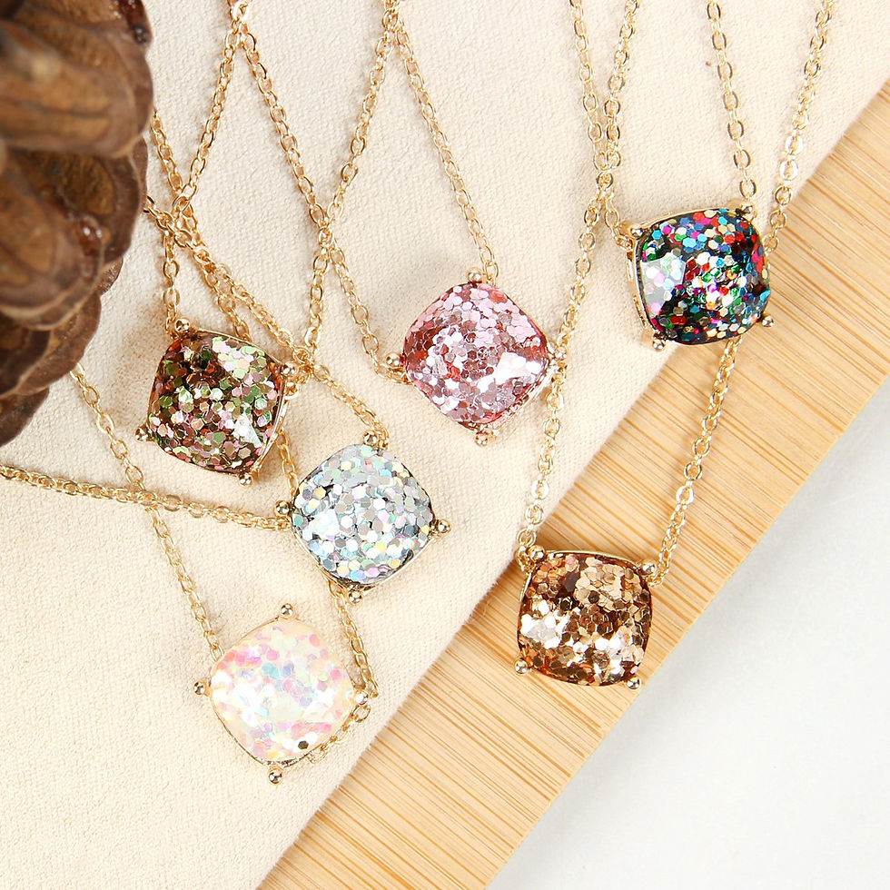 Thumbnail: 16355 - Cushion Glitter Necklace