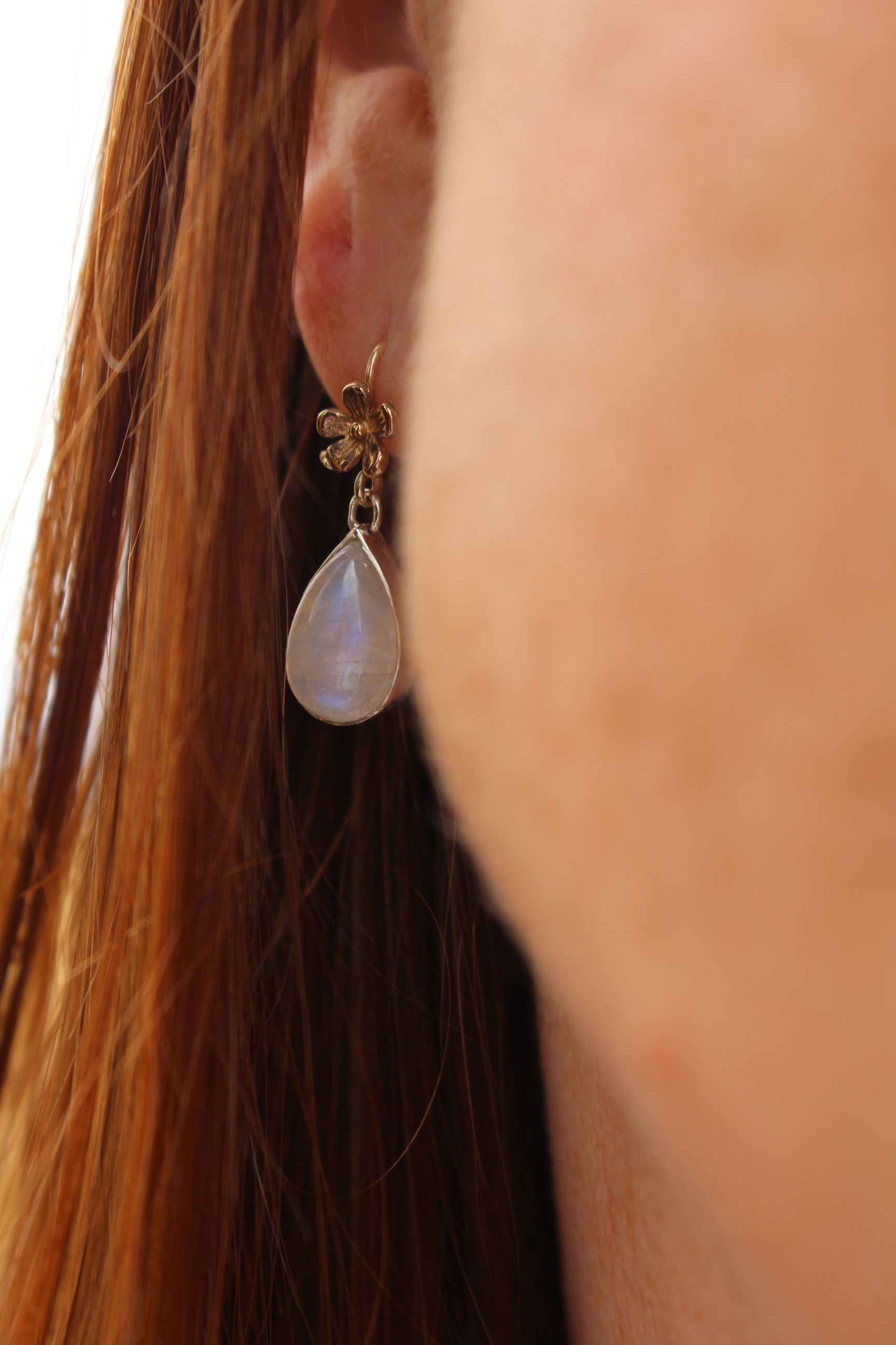 Gold & Moonstone Blossom Drops