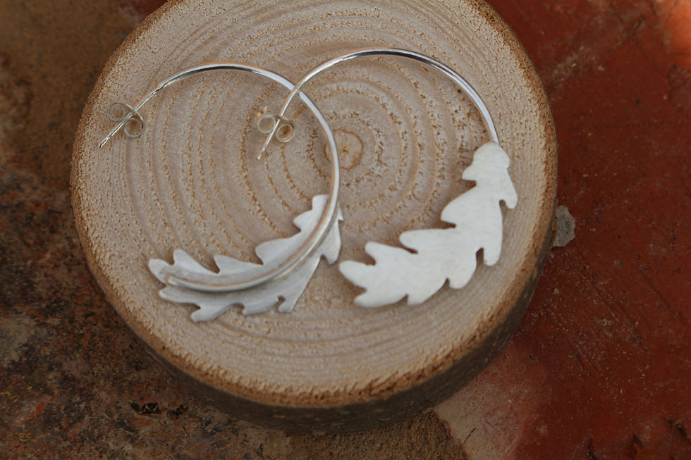 Silver Oak Hoop Earrings
