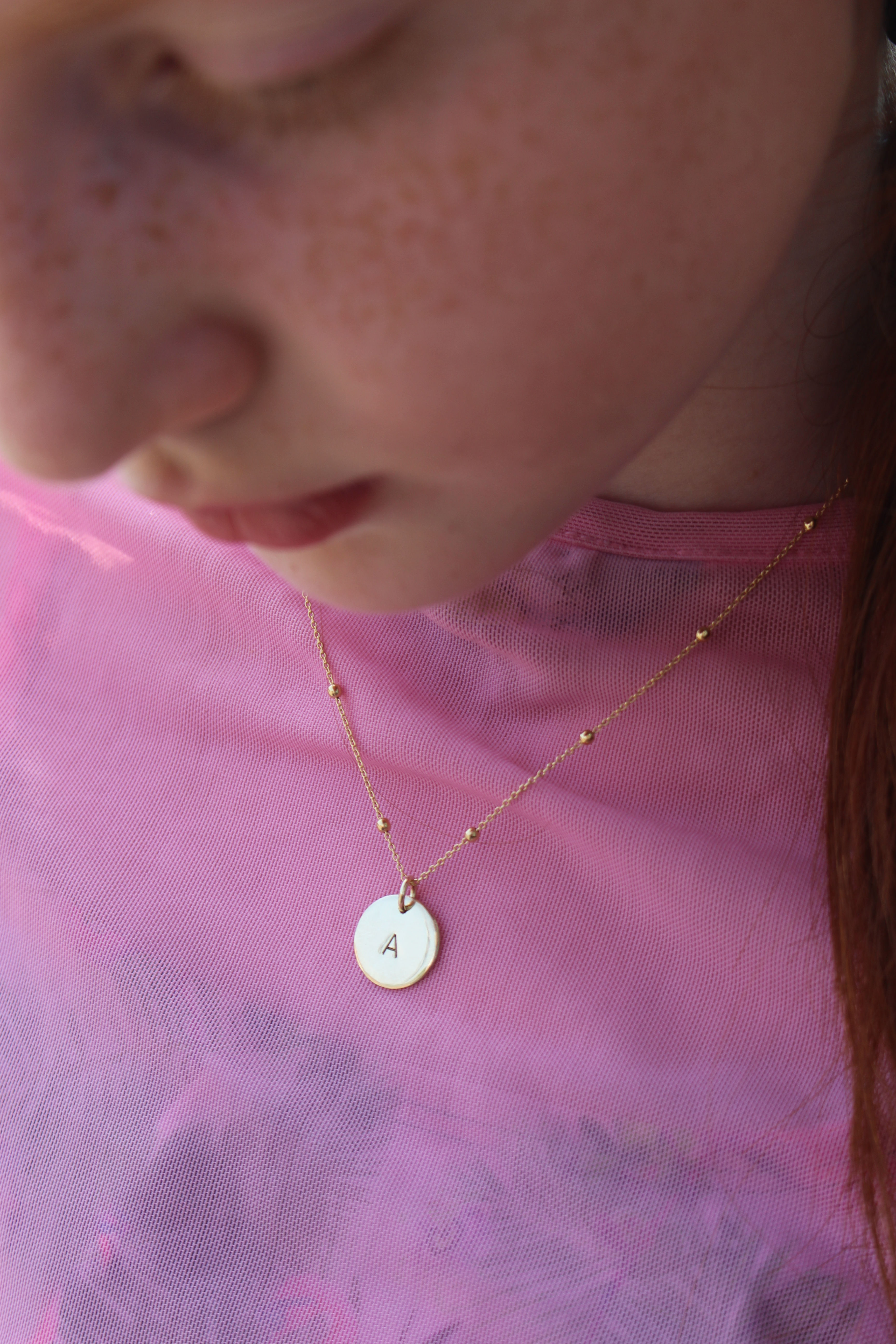 Gold Letter Stamped Pendant