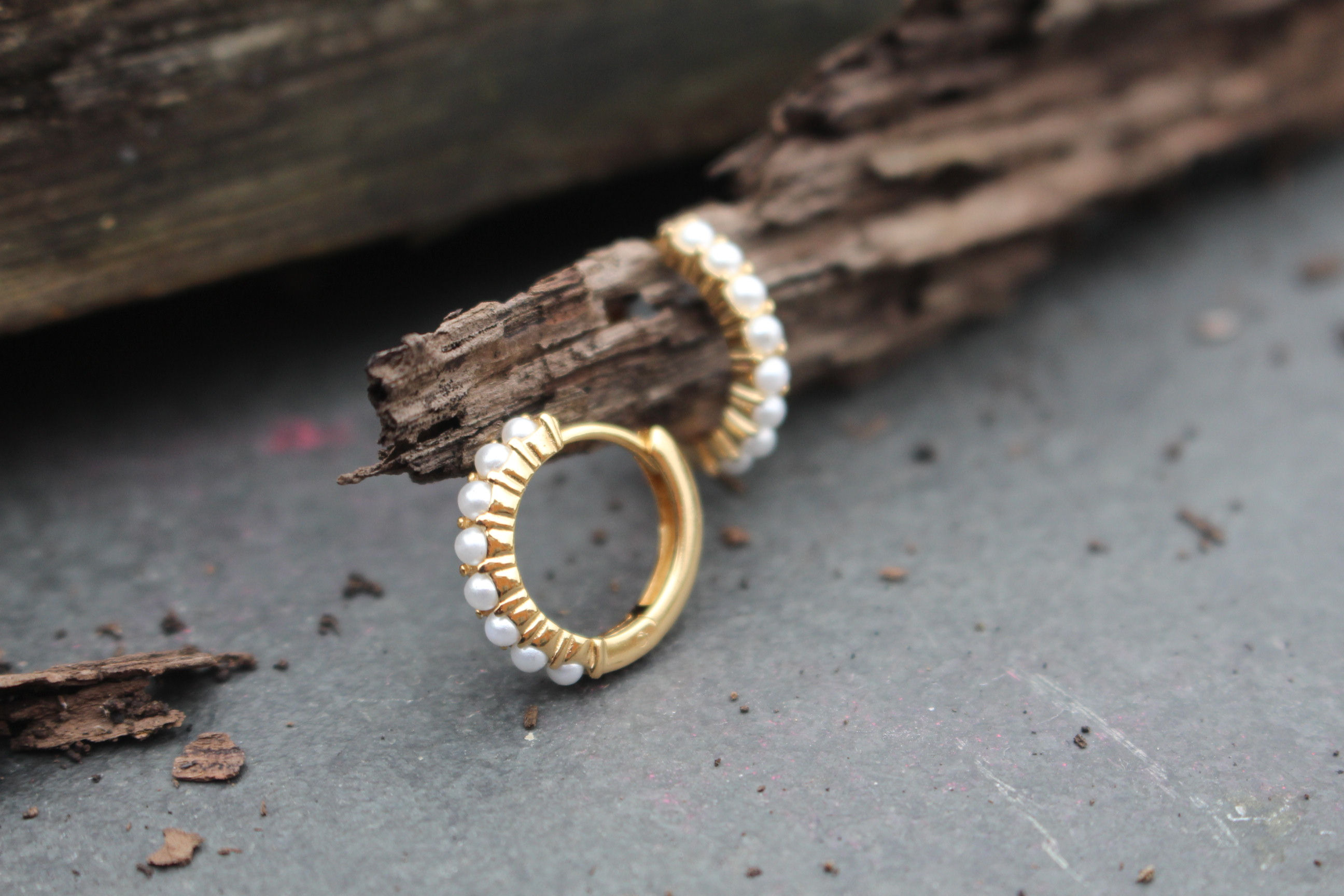 Large Pearl Huggie Hoops