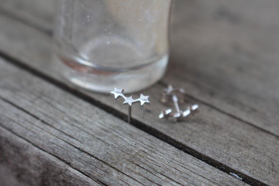 Thumbnail: Silver Triple Star Stud Earrings