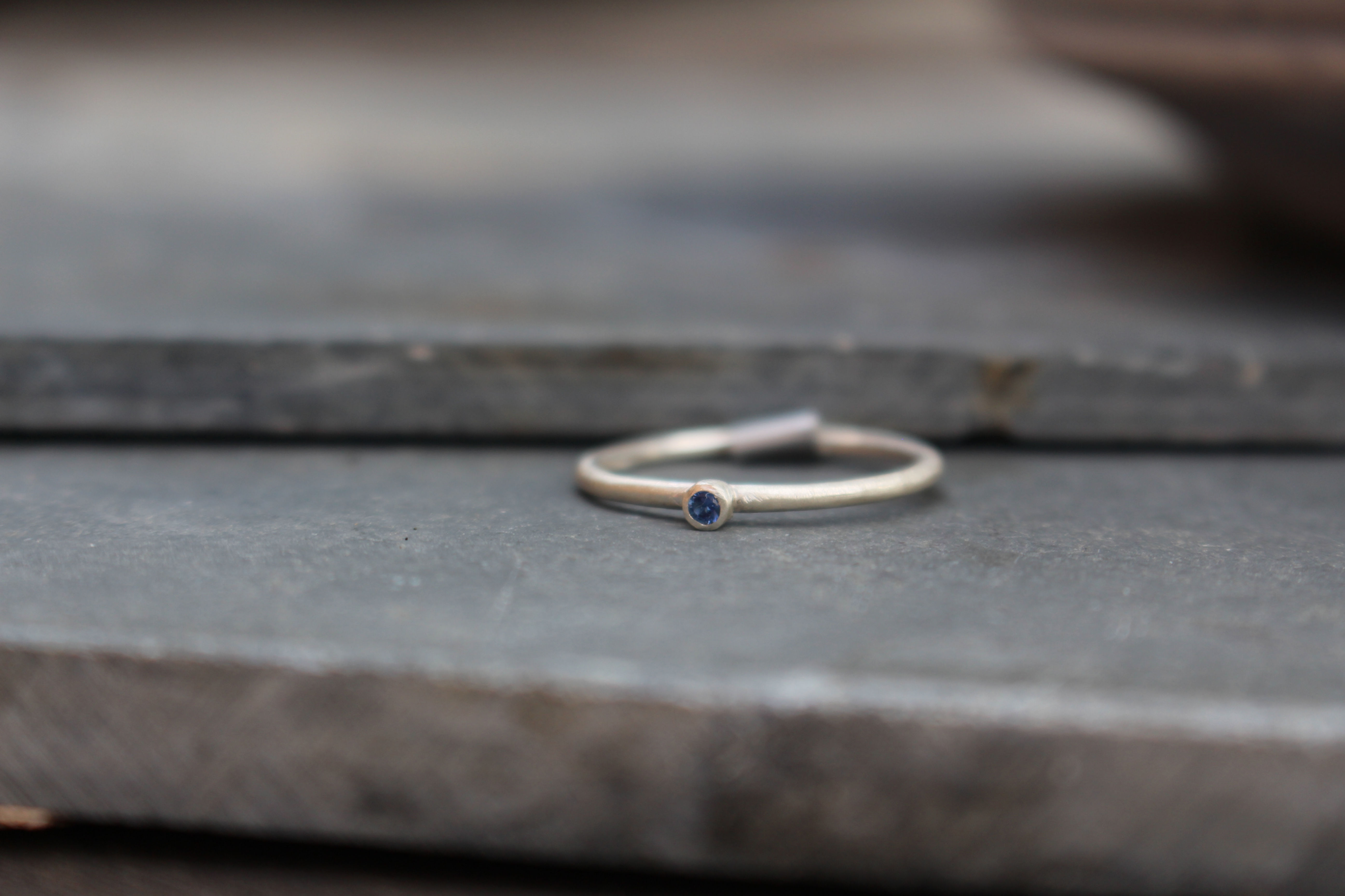 Silver Tiny Blue Stone Ring
