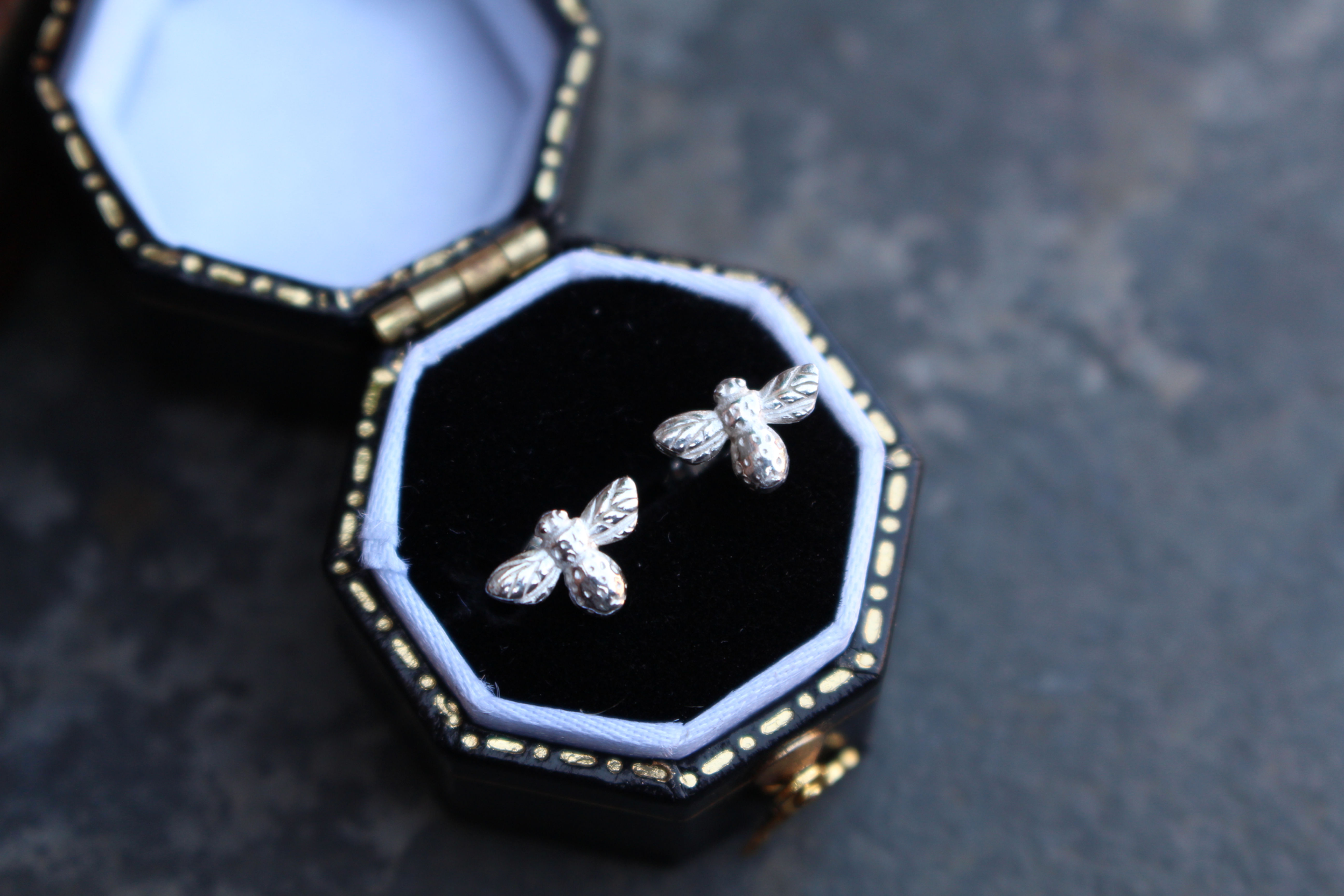 Silver Tiny Bee Studs