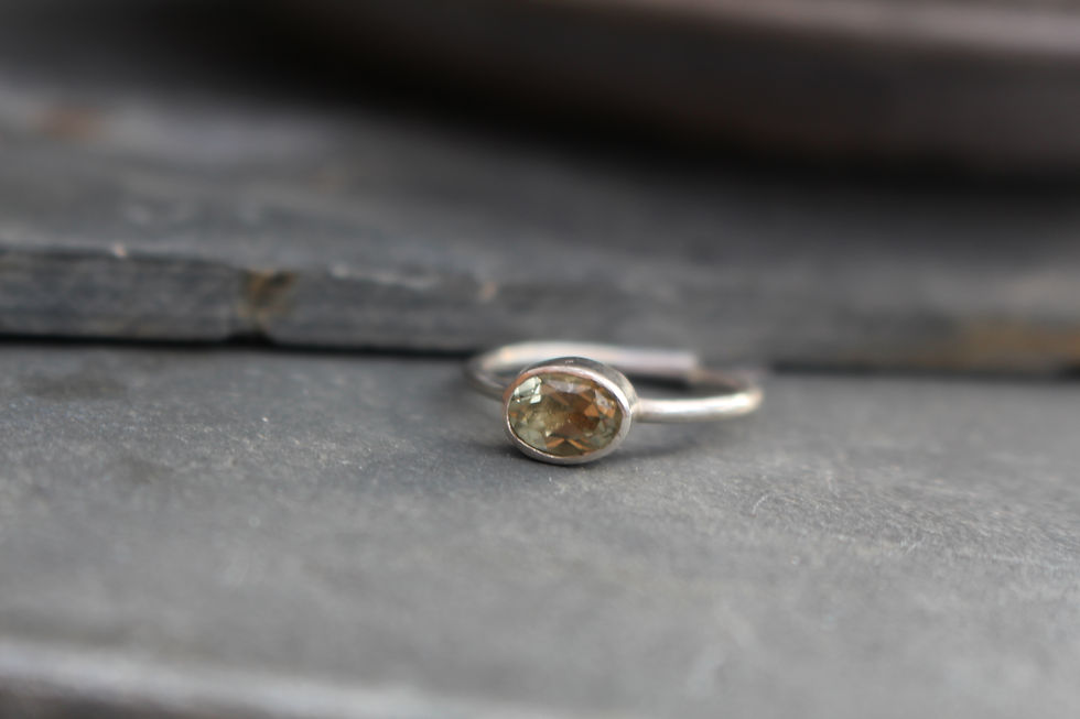 Thumbnail: Silver Green Amethyst Ring