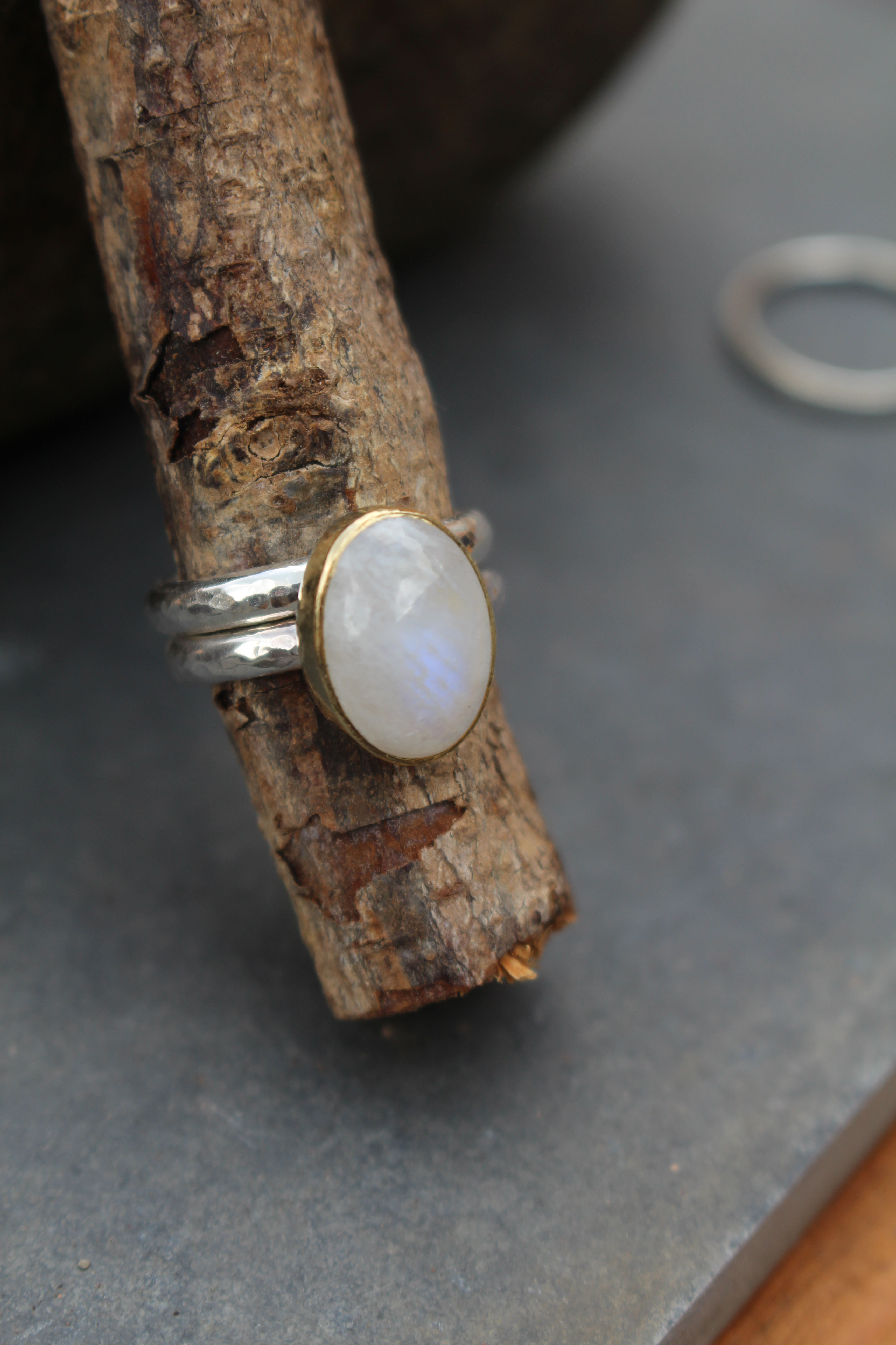Silver & Gold Oval Moonstone Endless Summer Ring