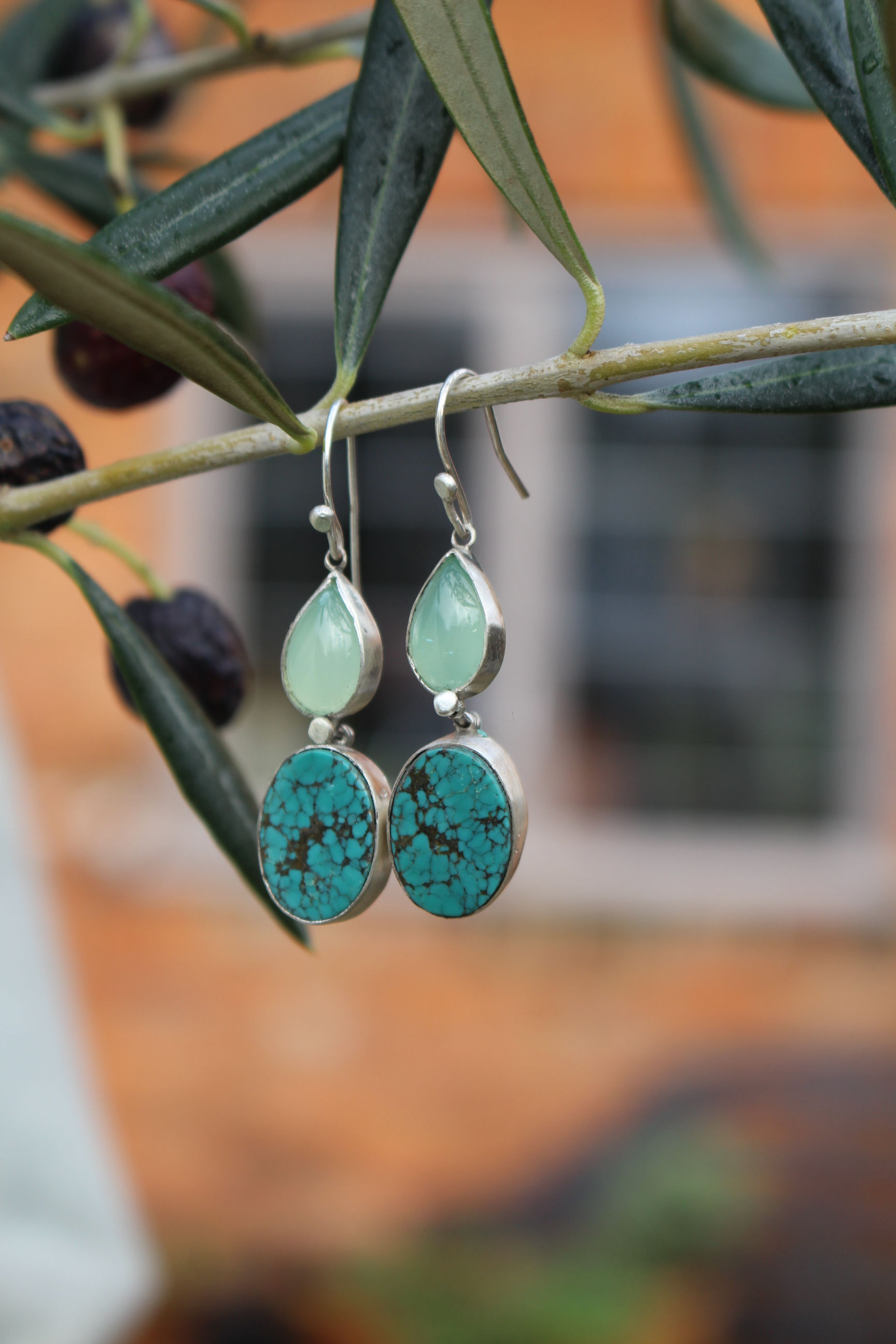 Silver Confetti Mint Chalcedony & Turquoise Drops