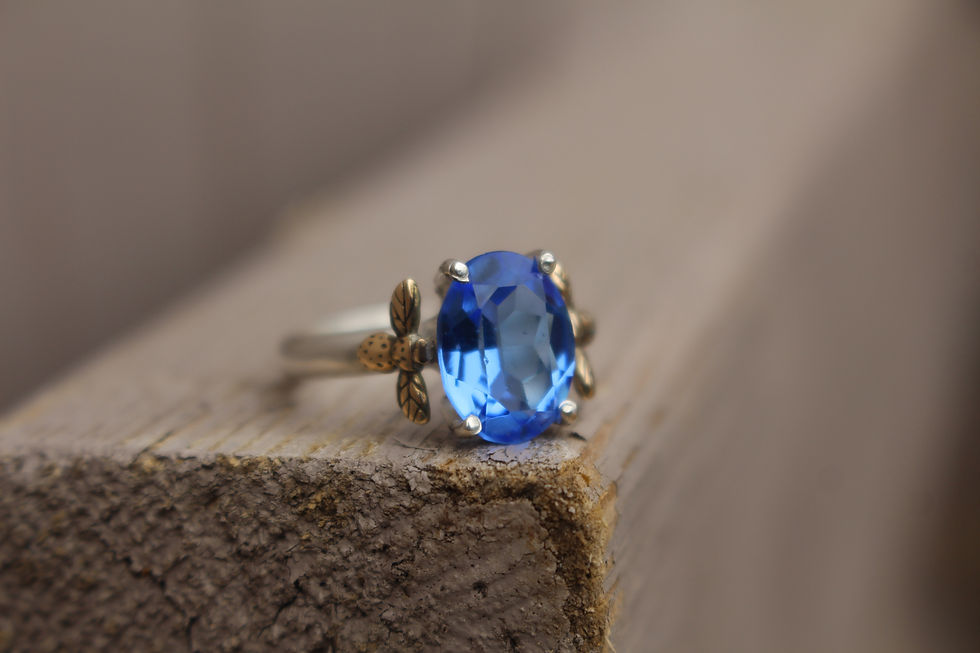 Thumbnail: Cornflower Blue Topaz Bee Ring