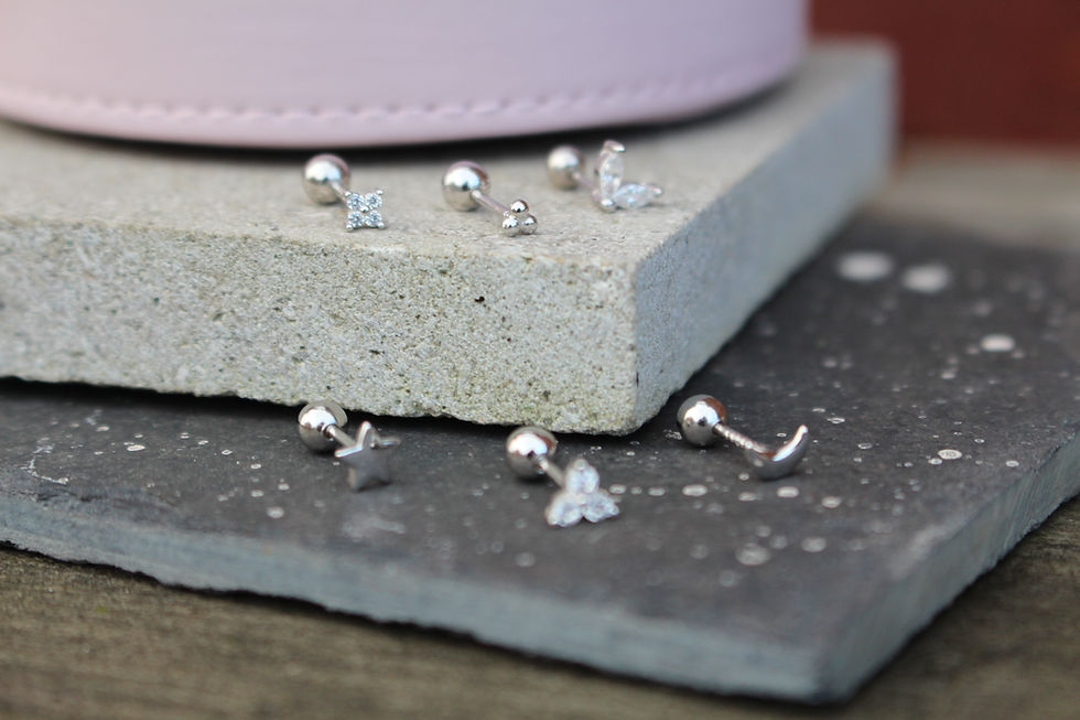 Thumbnail: Silver Stone Set Flower Cartilage Earring