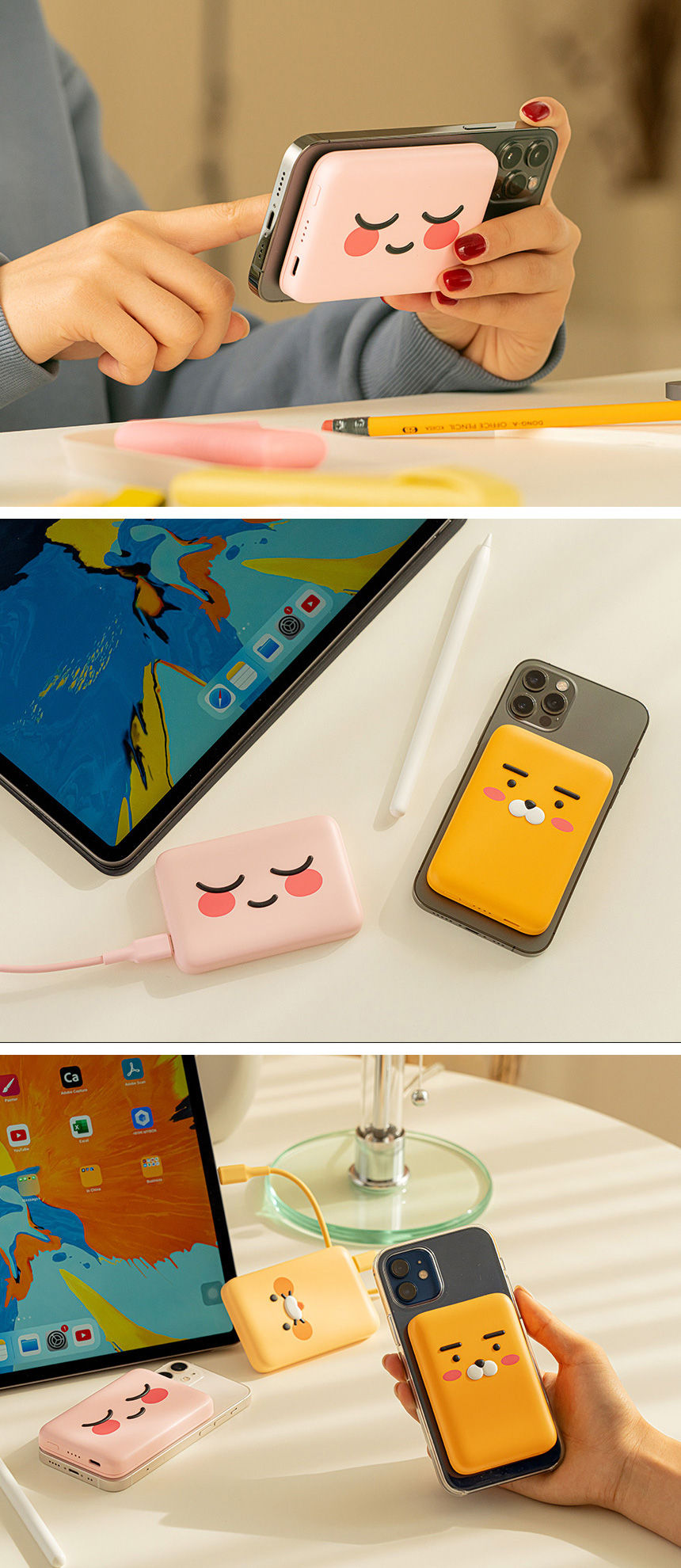 縮圖：Kakao Friends Ryan/Apeach/春植 Magsafe Portable Battery 5000mAh 無線磁吸充電器
