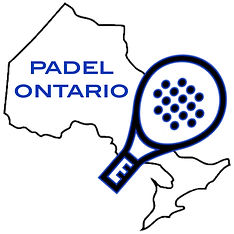 Padel Ontario logo, outline of ontario, racquet/racquette overlapping.