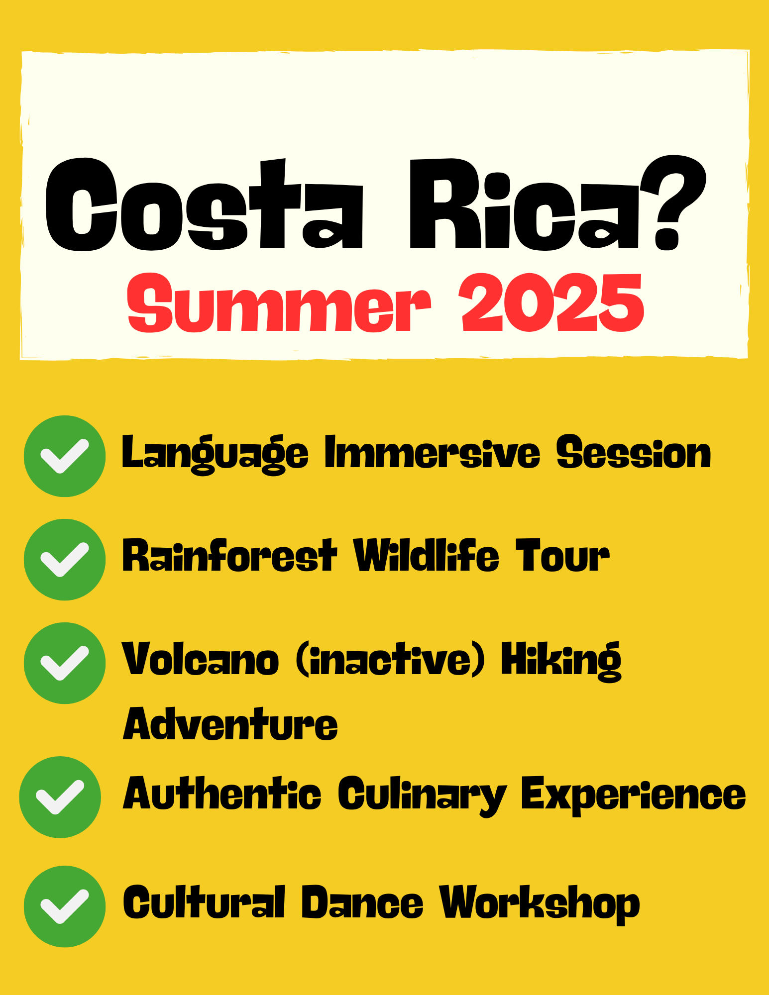 Costa Rica trip sign up