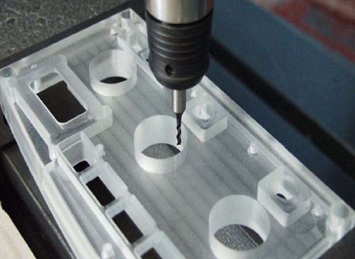 Close-up of a CNC machine at work