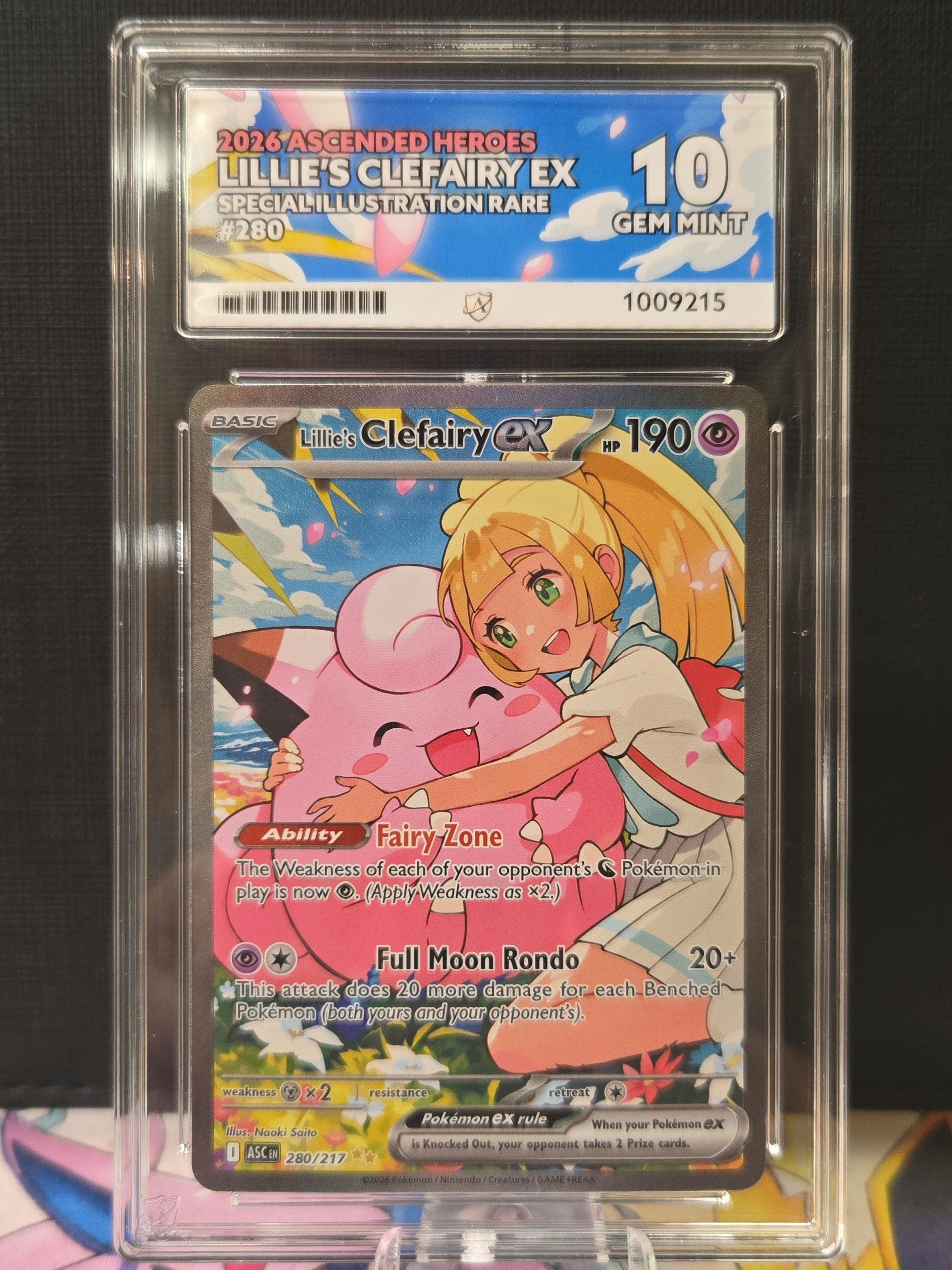 Ace Gem Mint 10 Lillie's Clefairy EX #280