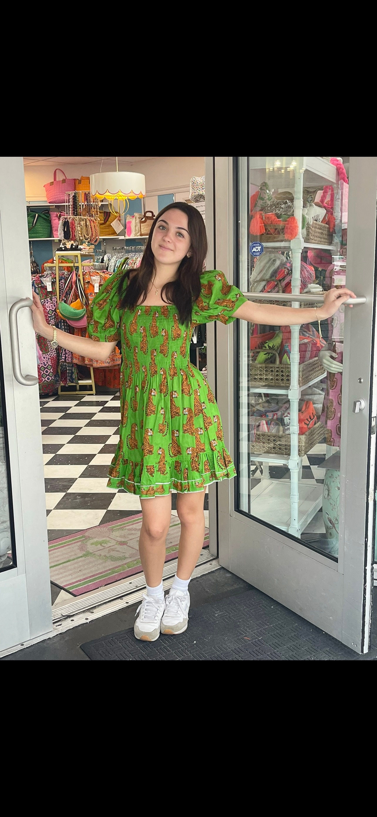 *SALE* Poppy Short Dress | Tiger | Green