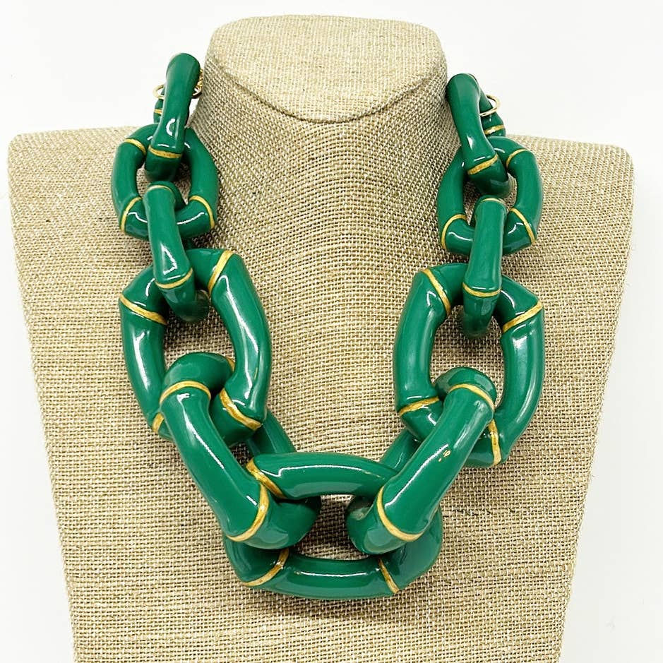 "the Michelle" - Bamboo Link Necklace - Green