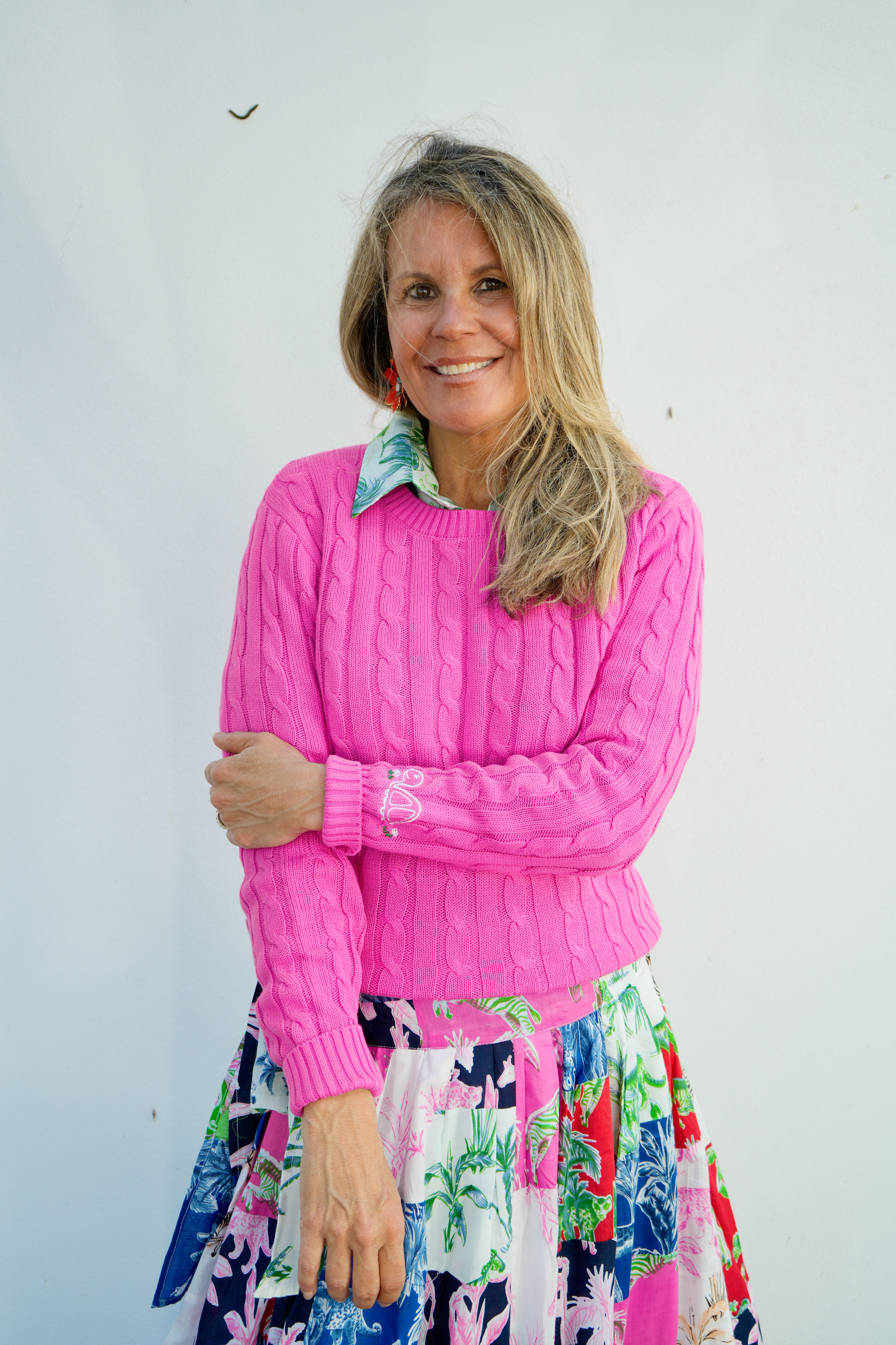 Cable-knit Cotton Sweater | Bubblegum Pink