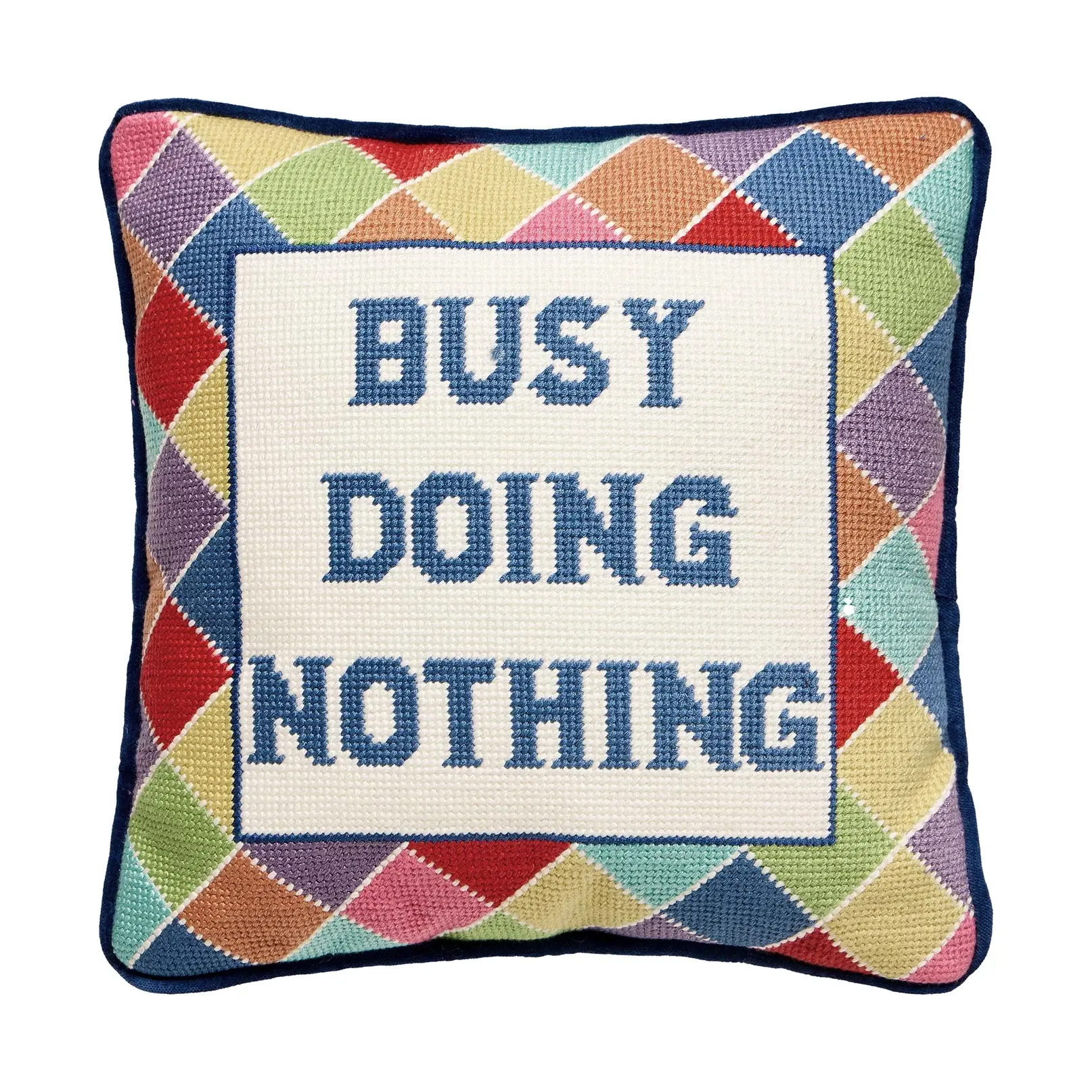 Busy Doing Nothing Embroidered Pillow