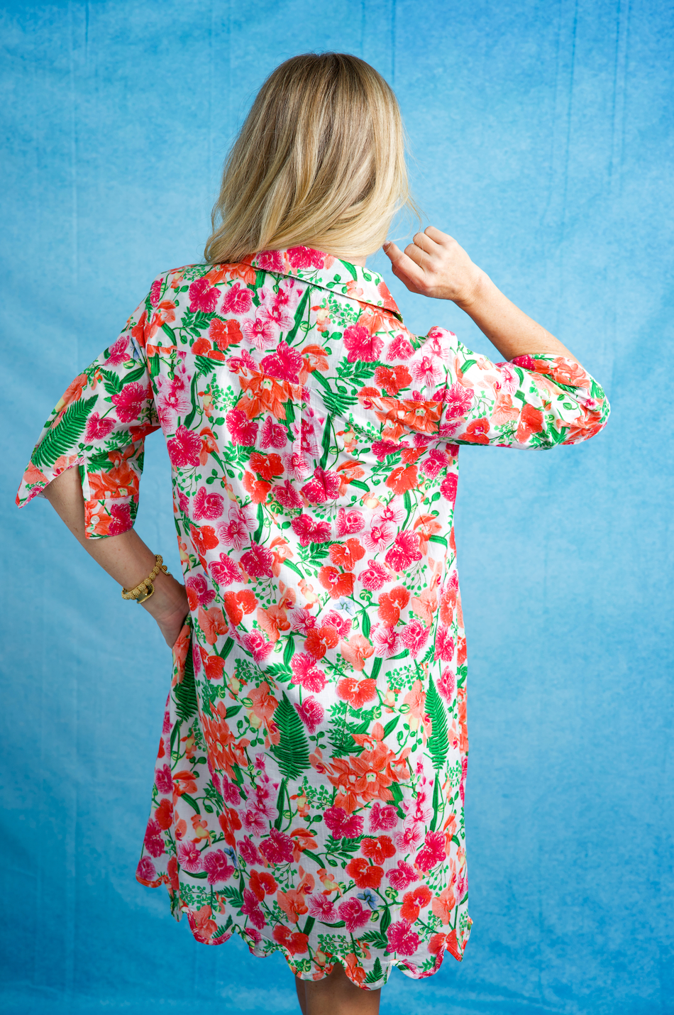 Thumbnail: Scalloped Delray Dress | Orchid | White/Multi