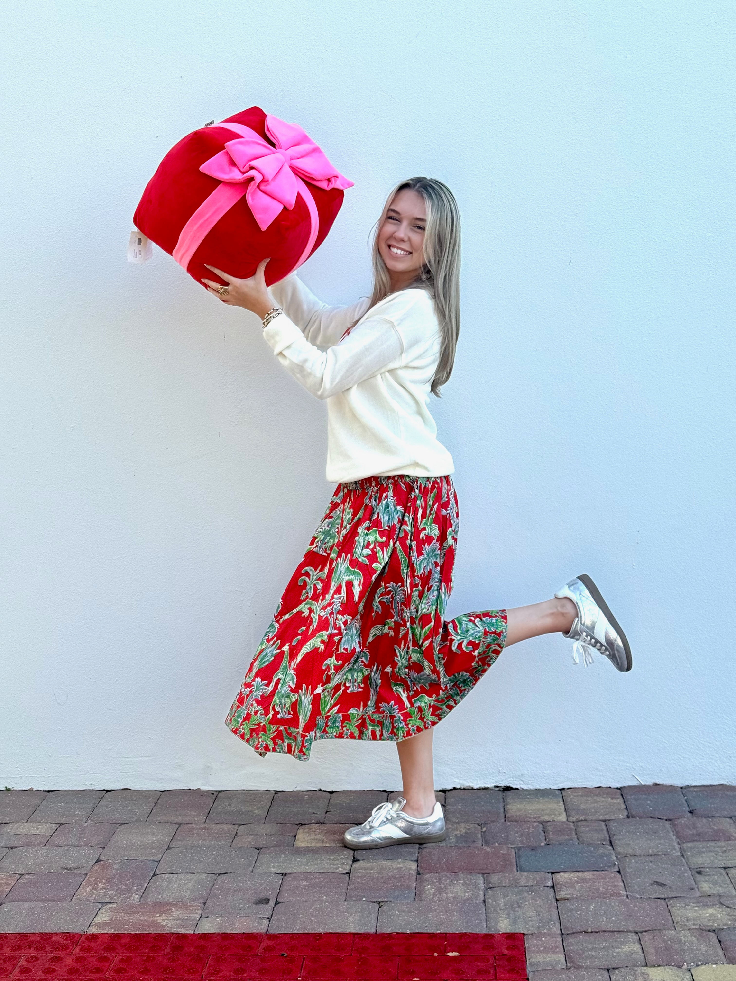 Long Every Day Skirt | Jungle Toile | Red/Green