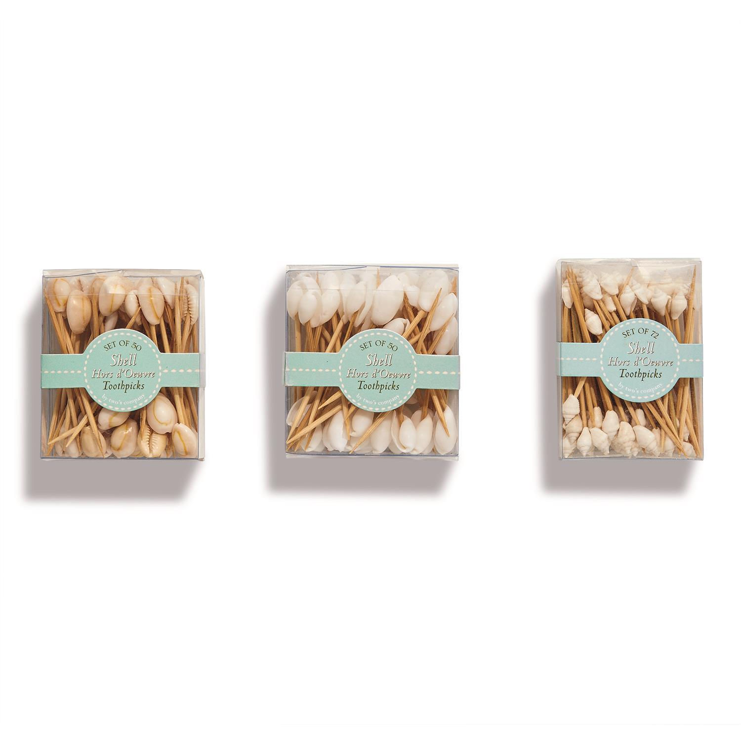 Seashell Hors D'Oeuvre Picks in Gift Box Assorted 3 Styles: Nassa Shell, Sigay S