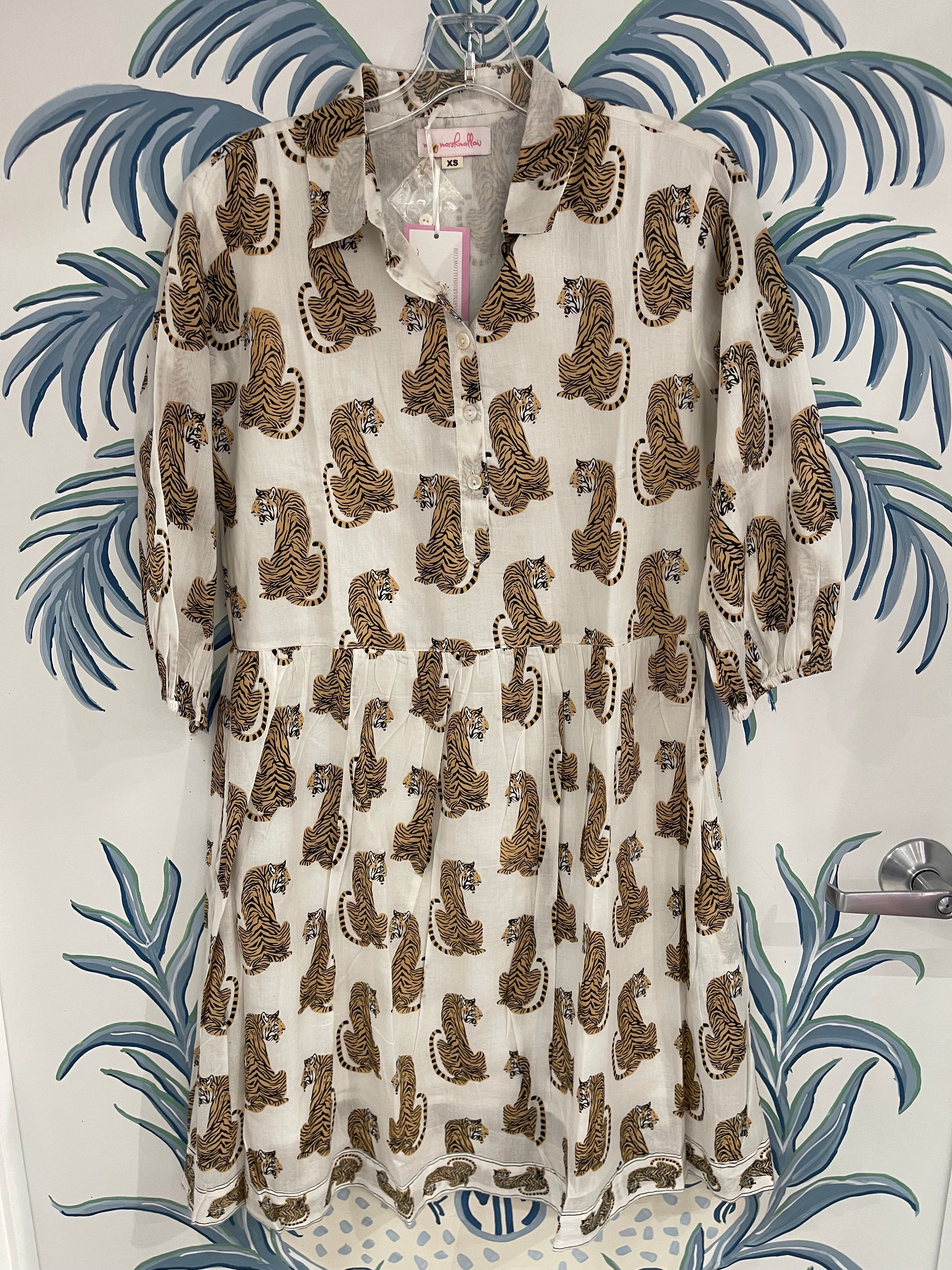 Frannie Short Dress | Tigers | White