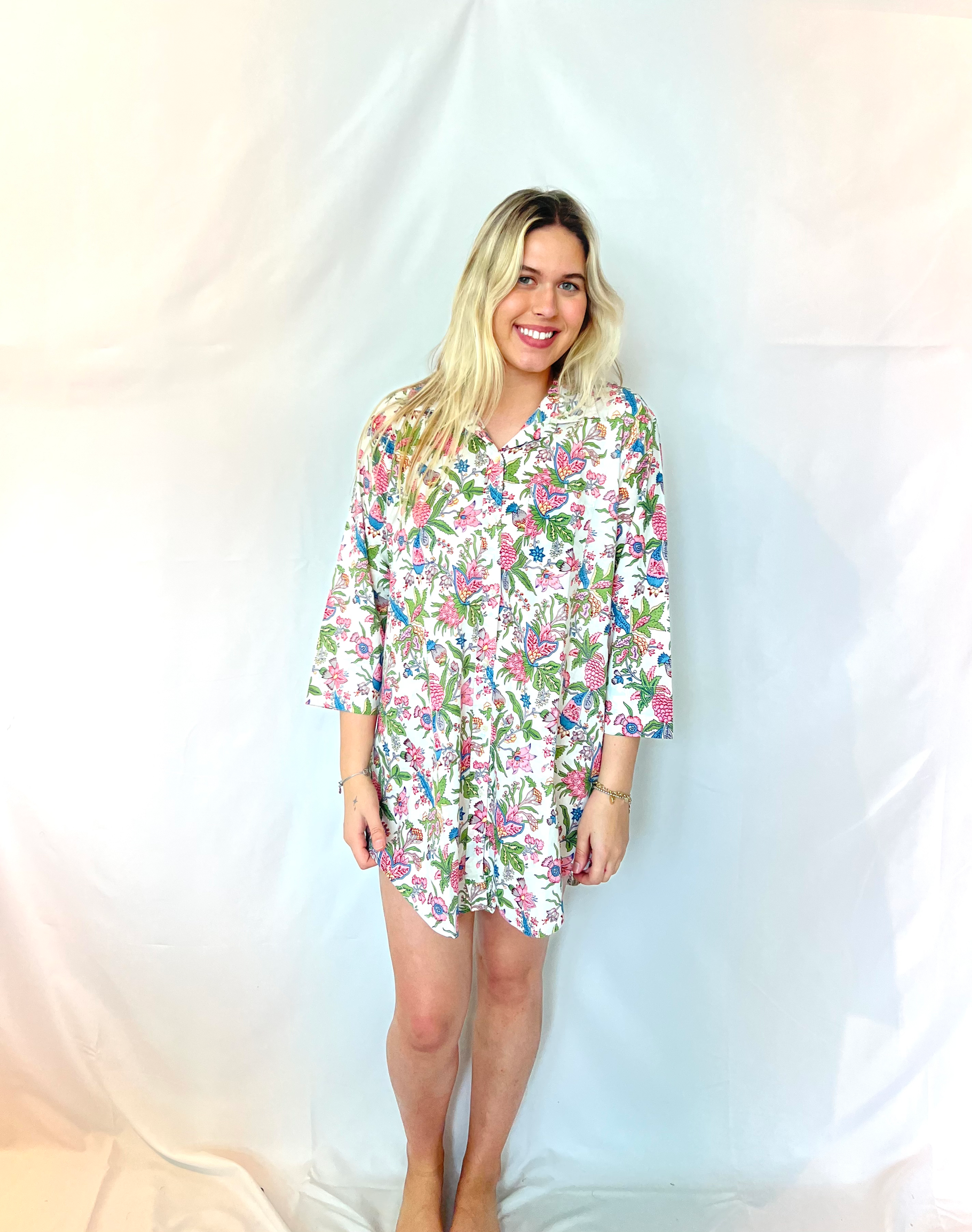 *SALE* Boyfriend Dress | Funky Floral | White