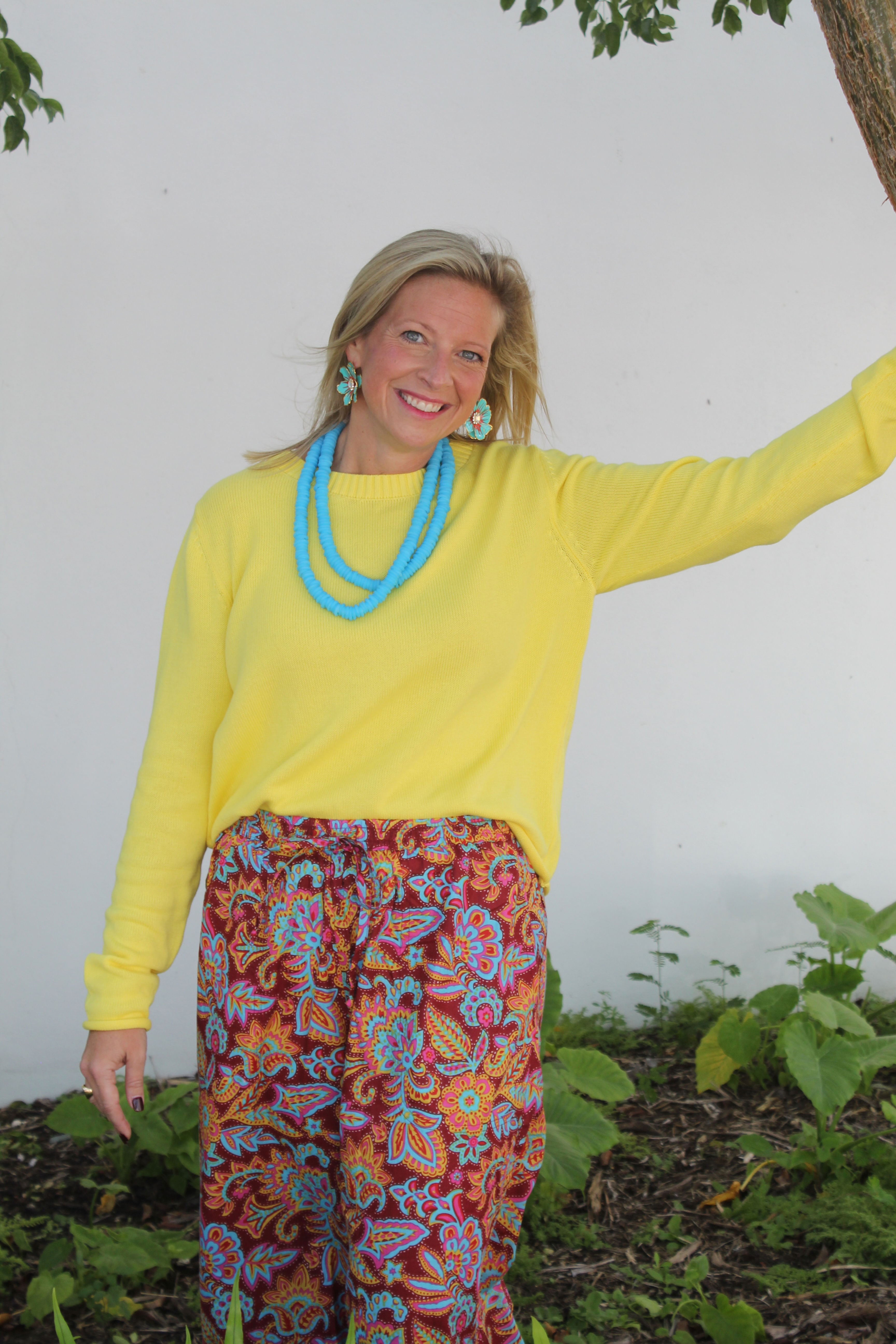 Racer Stripe Delray Sweater | Yellow/Pink