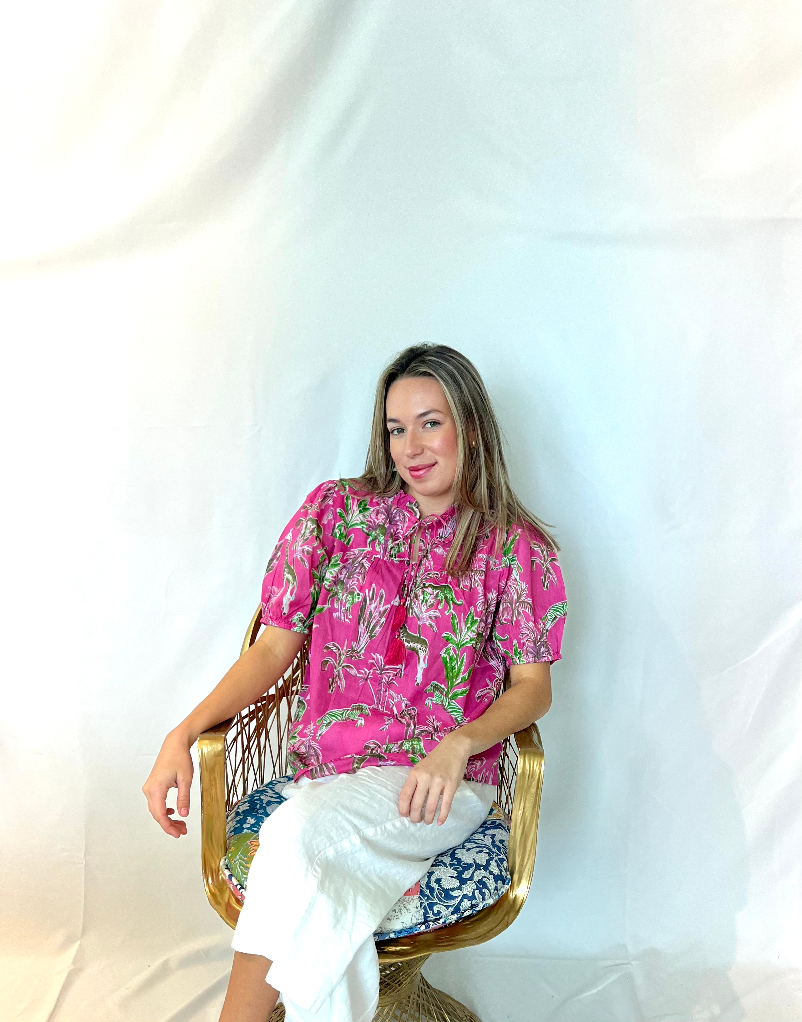 *SALE* Buffy Blouse | Jungle Toile | Pink