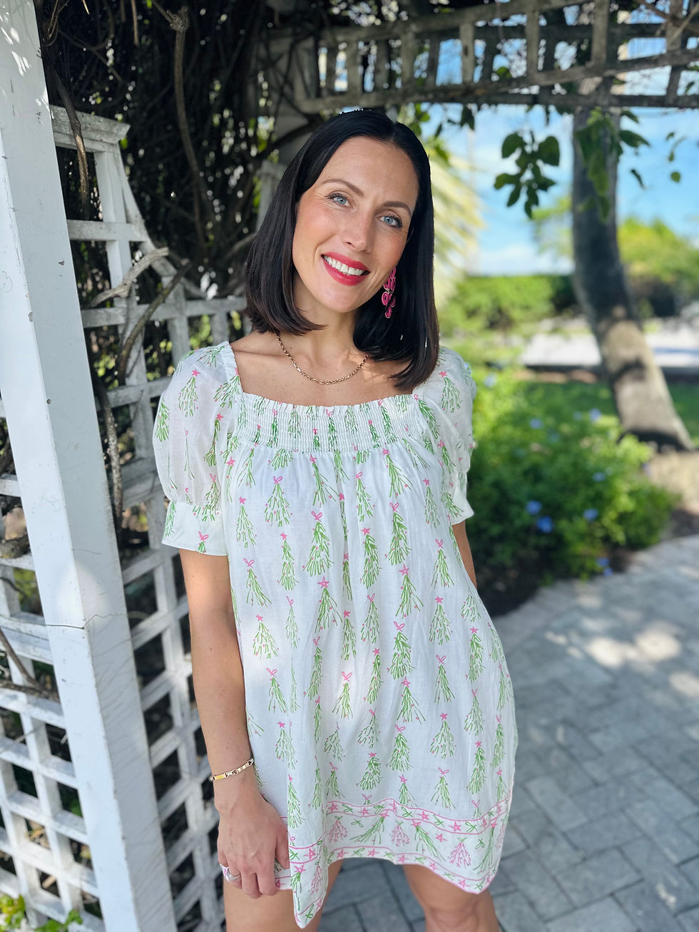 Square Neck Dress | Christmas Tree | Green