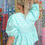 Thumbnail: Ruffle Tie Top | Tropical Palm | Aqua