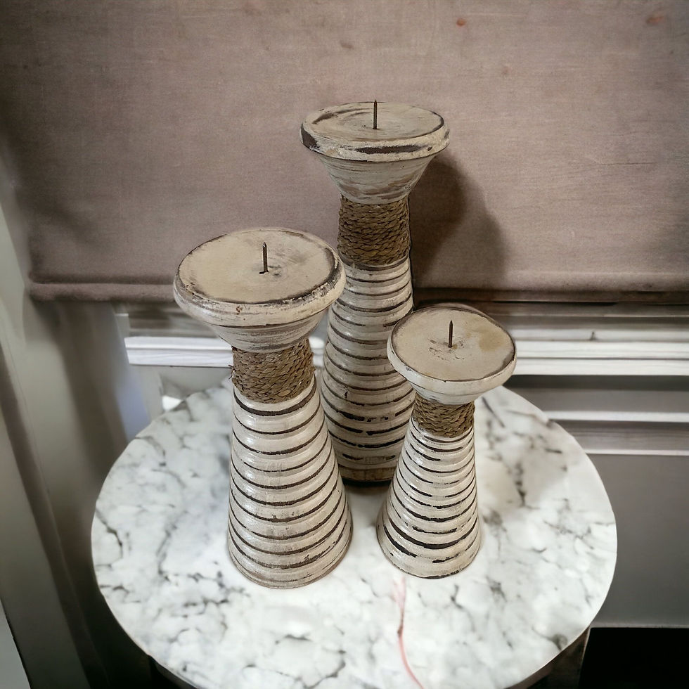 Thumbnail: Balinese wood/rope candlesticks